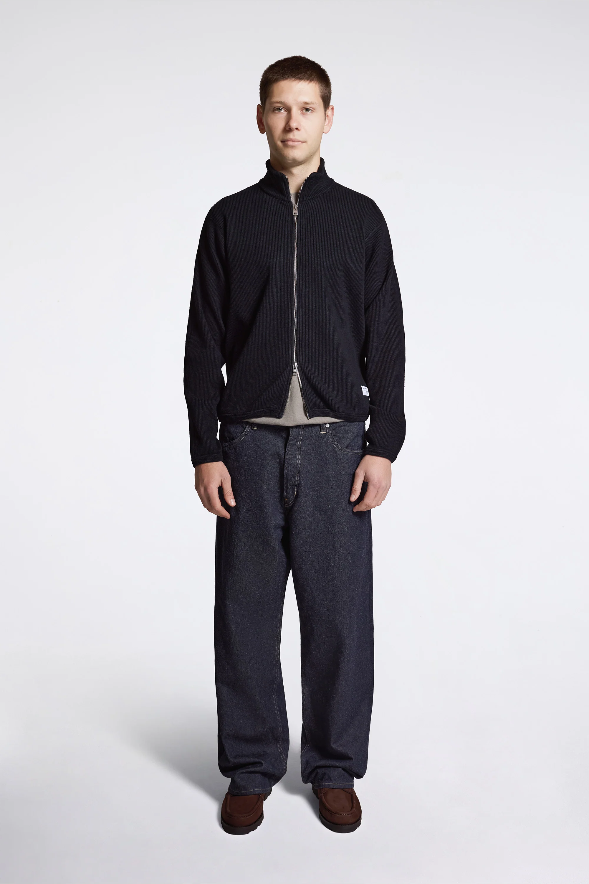 Teno Military Rib Zip Cardigan Black - Image 6