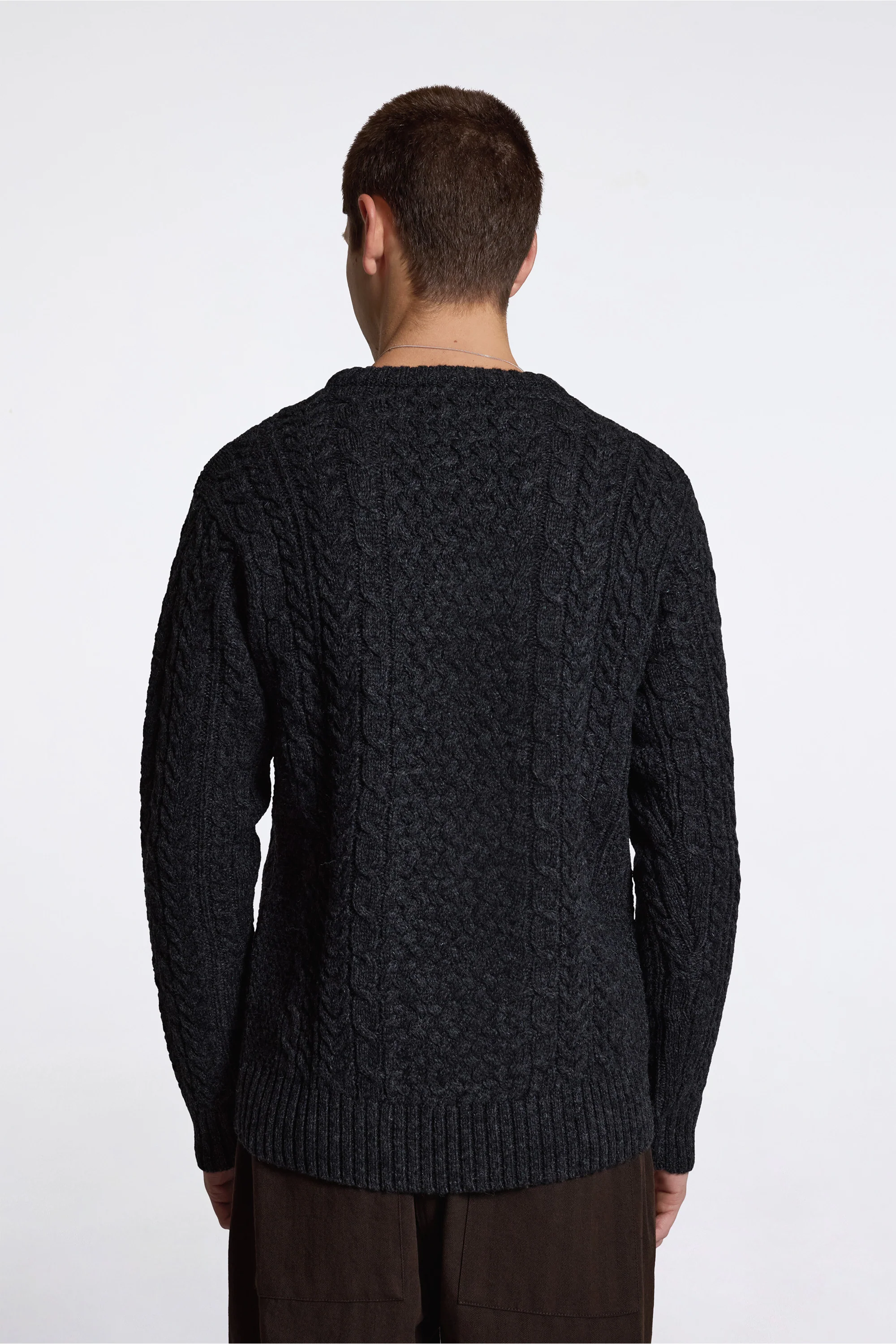 Wool Fisherman Sweater Black Heather - Image 2