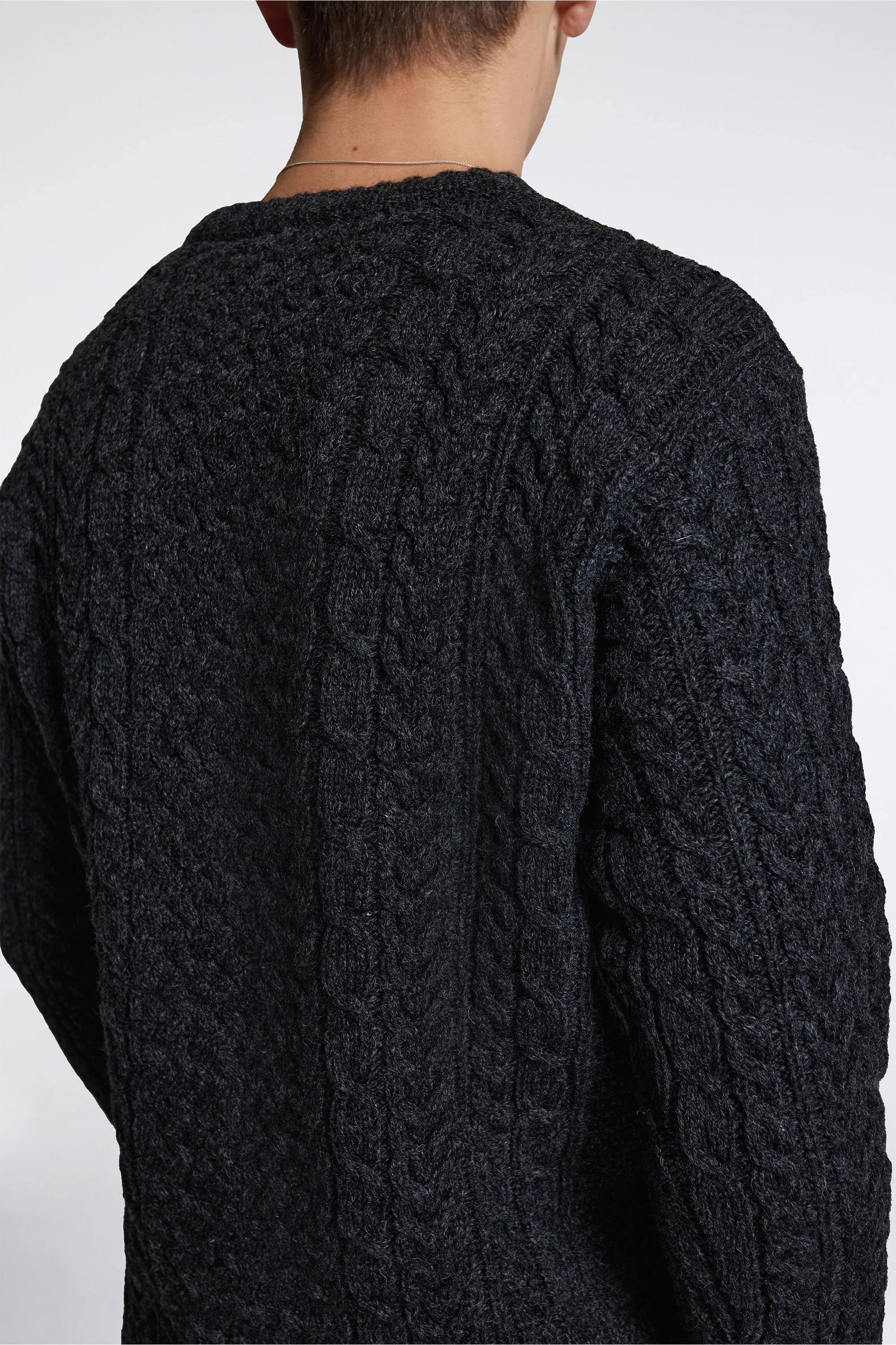 Wool Fisherman Sweater Black Heather - Image 4