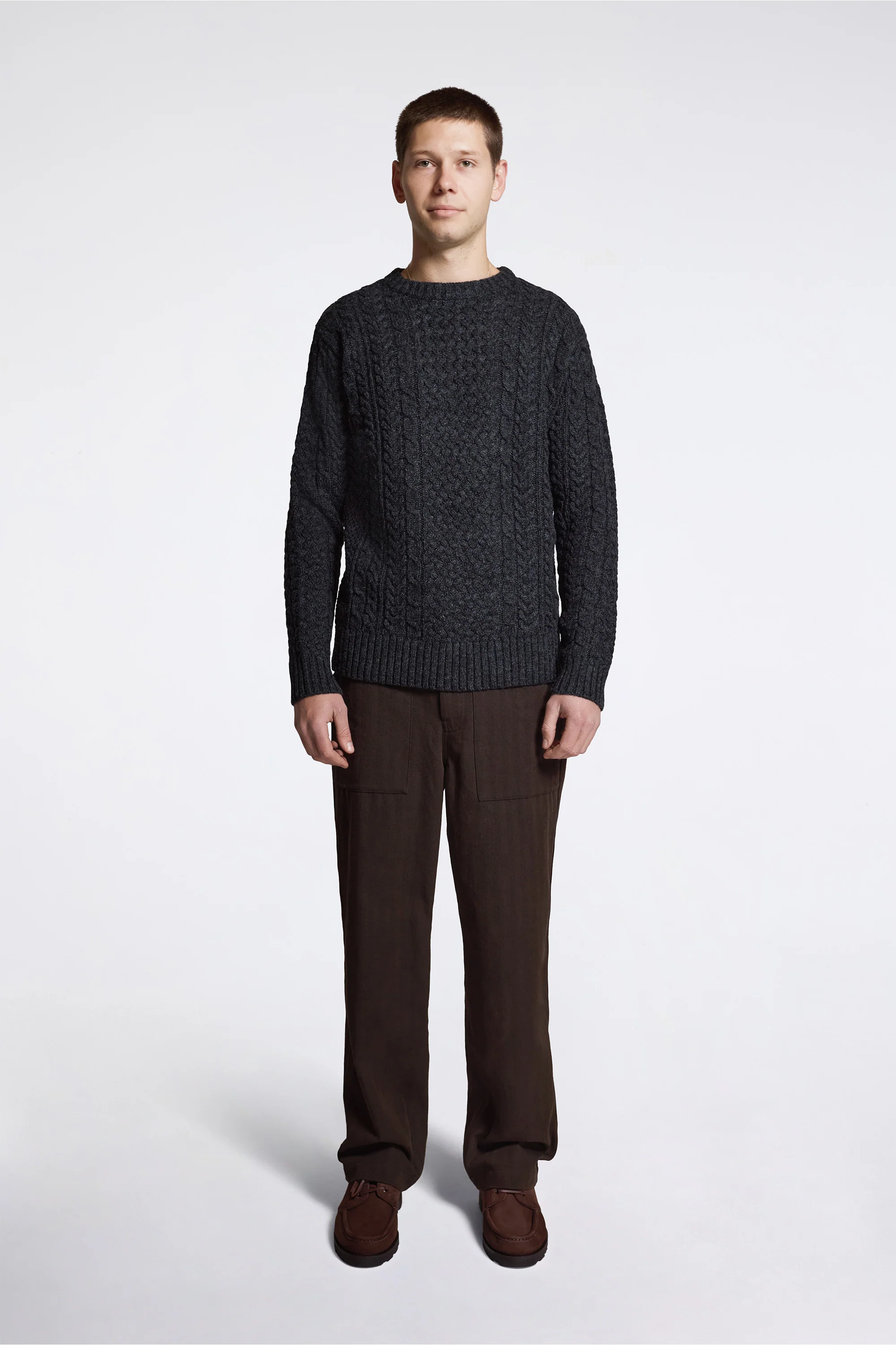 Wool Fisherman Sweater Black Heather - Image 6