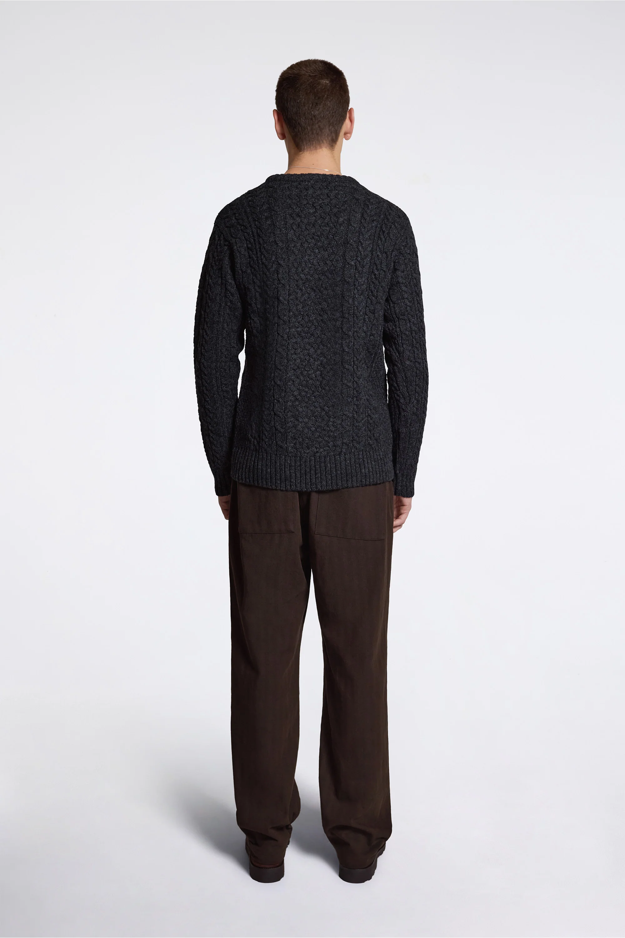 Wool Fisherman Sweater Black Heather - Image 7